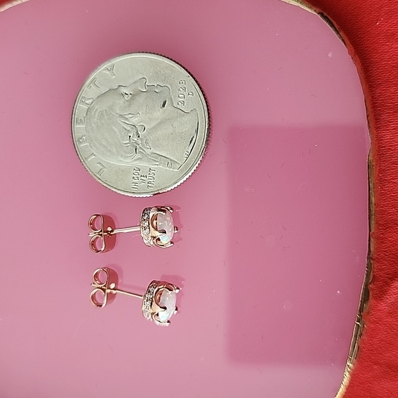 Opal & Rose Goldtone Earrings - Picture 6 of 7